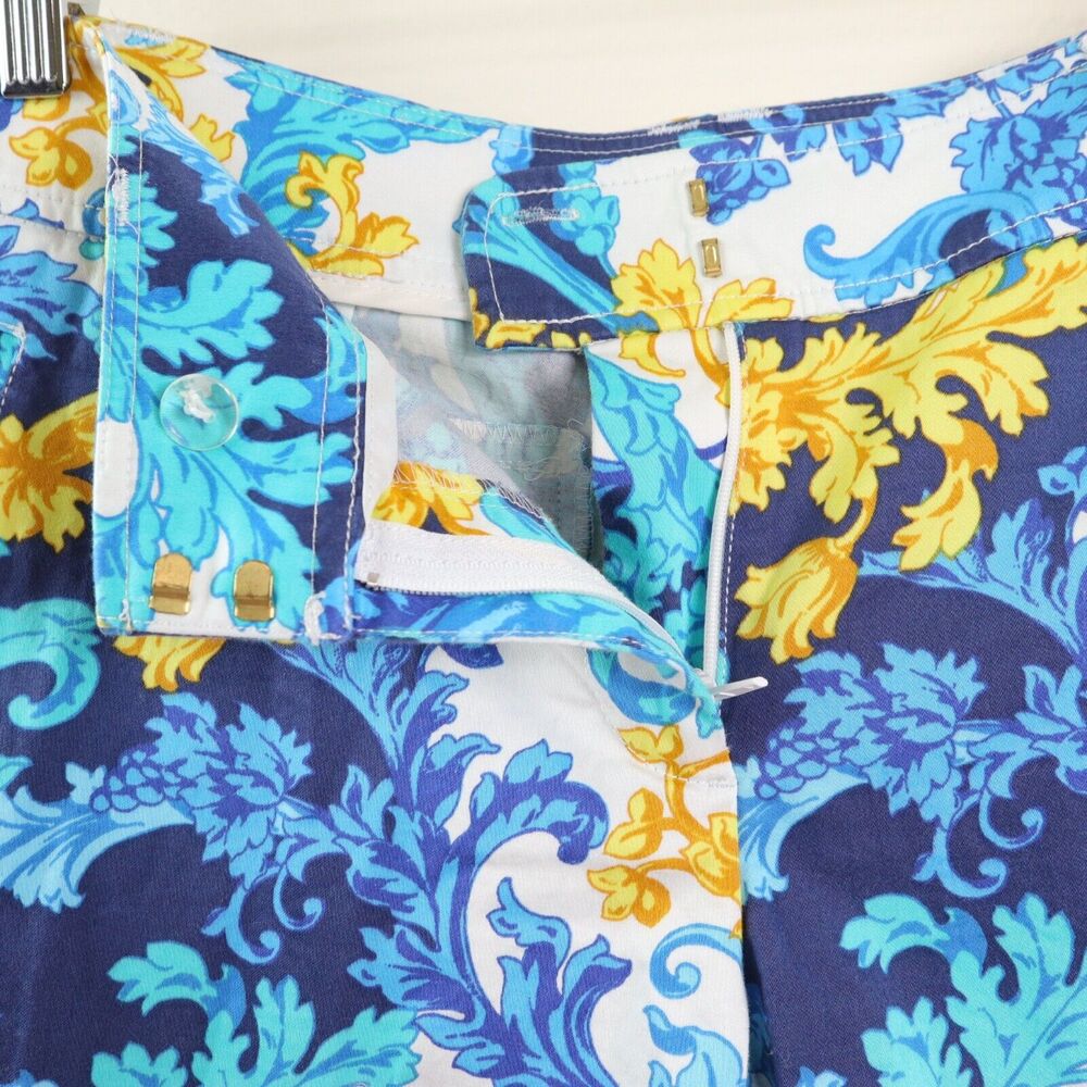 Vintage Cache Size 10 Baroque Fleur Print Shorts Floral Blue Yellow - Picture 4 of 10
